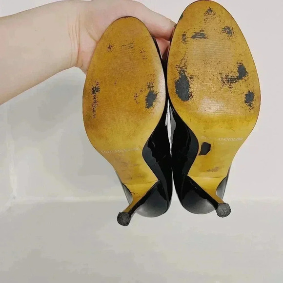 Enzo Angiolini Black Patent Leather Peep Toe Pumps Heels Stilettos Size 8.5 - Picture 8 of 11